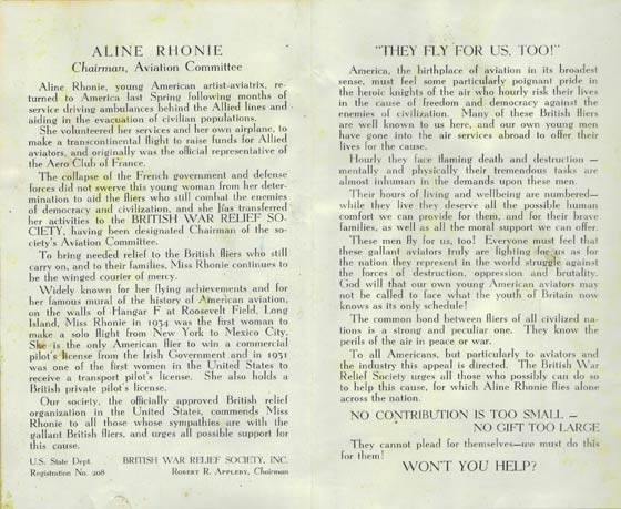 British War Relief Society Solicitation of Support, May, 1938 (Source: Roberts)